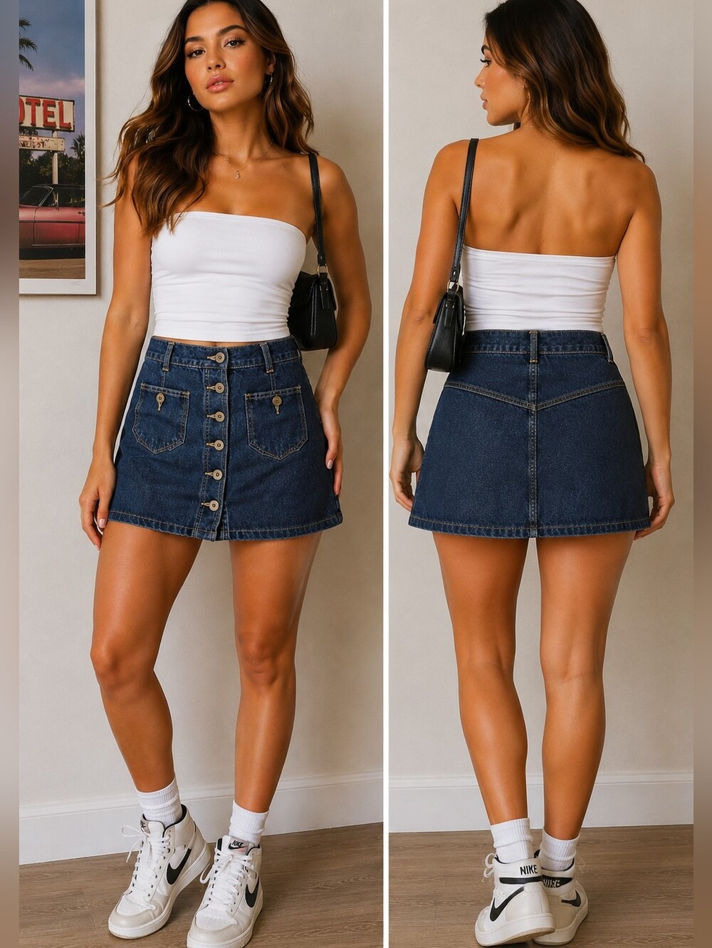 Vintage Brody Denim Button-Front Skirt